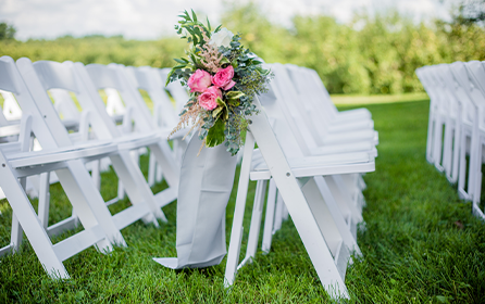 Wedding chair rentals for ceremony and reception